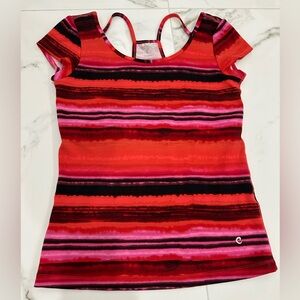 CORE by Andrea Jovine Horizon Striped, Quick-dry Activewear/Athleisure Tee, Sz M